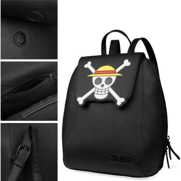 ?Women Teens Black One Piece Mini PU Leather Adjustable Strap Kawaii Travel Bag